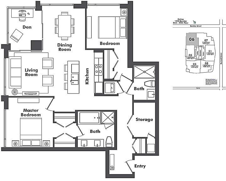 3206 1028 BARCLAY STREET, Vancouver, BC Floor Plan