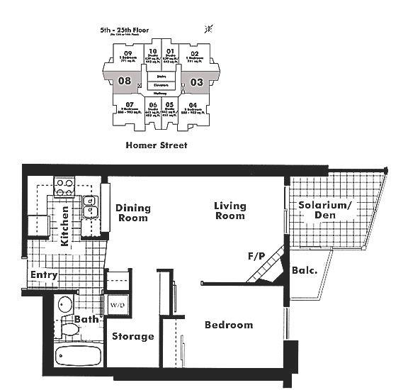 1803 939 Homer Street, Vancouver, BC Floor Plan