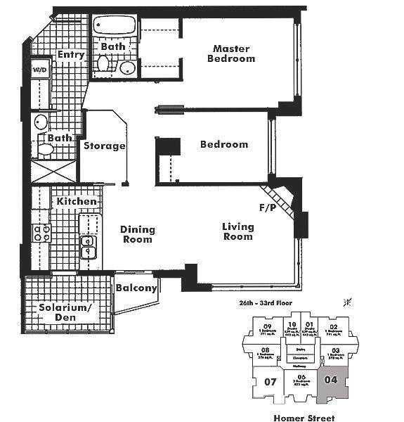 2904 939 HOMER STREET, Vancouver, BC Floor Plan