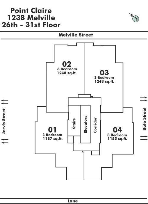 2904 1238 MELVILLE STREET, Vancouver, BC Floor Plate