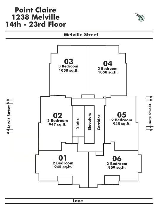 1706 1238 MELVILLE STREET, Vancouver, BC Floor Plate