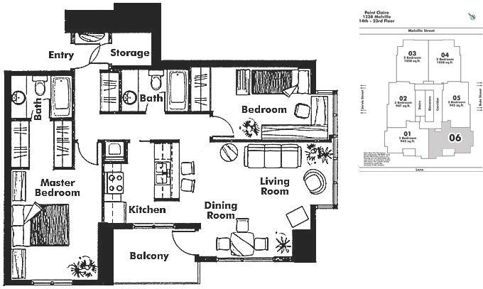 1706 1238 MELVILLE STREET, Vancouver, BC Floor Plan