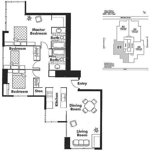 2901 1238 Melville Street, Vancouver, BC Floor Plan