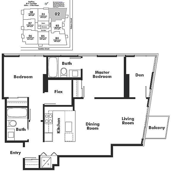 1602 821 CAMBIE STREET, Vancouver, BC Floor Plan