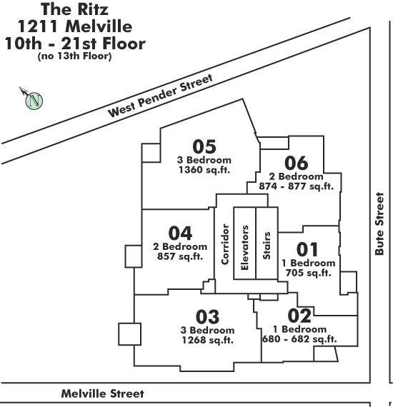 2104 1211 MELVILLE STREET, Vancouver, BC Floor Plate