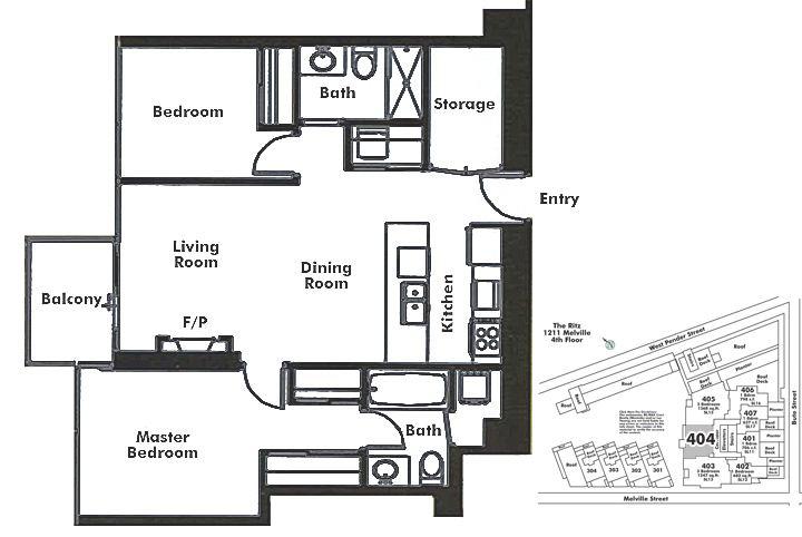 404 1211 MELVILLE STREET, Vancouver, BC Floor Plan
