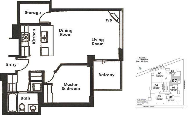807 1211 MELVILLE STREET, Vancouver, BC Floor Plan