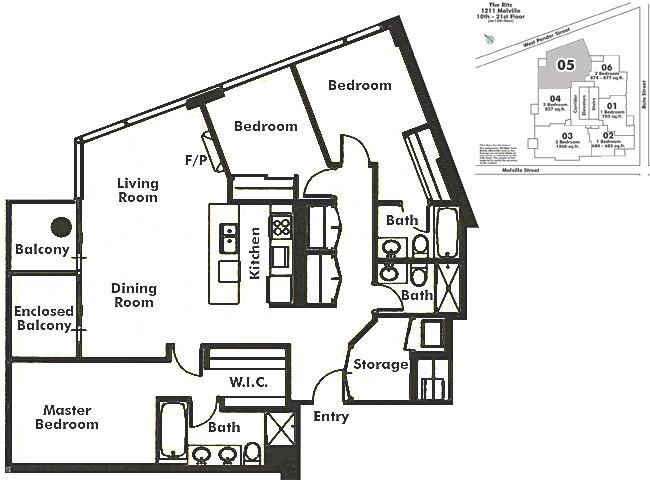 1905 1211 MELVILLE STREET, Vancouver, BC Floor Plan