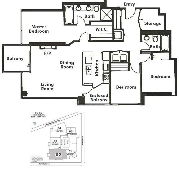 2802 1211 MELVILLE STREET, Vancouver, BC Floor Plan