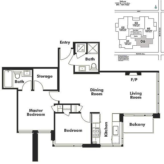 1007 1333 W 11TH AVENUE, Vancouver, BC Floor Plan