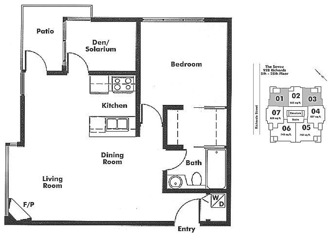 1903 928 RICHARDS STREET, Vancouver, BC Floor Plan