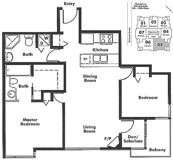 2605 928 RICHARDS STREET, Vancouver, BC Floor Plan