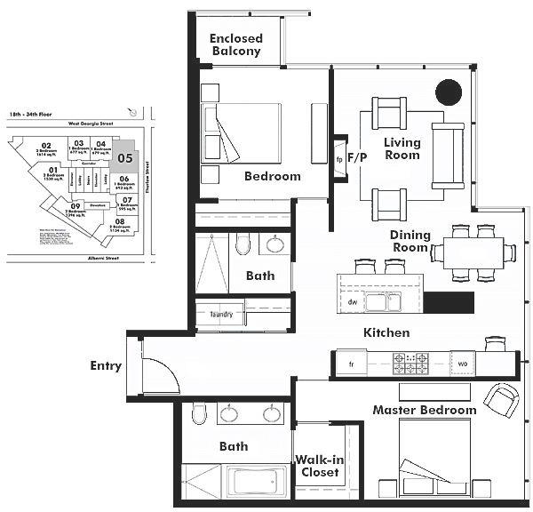 2205 1111 Alberni Street, Vancouver, BC Floor Plan