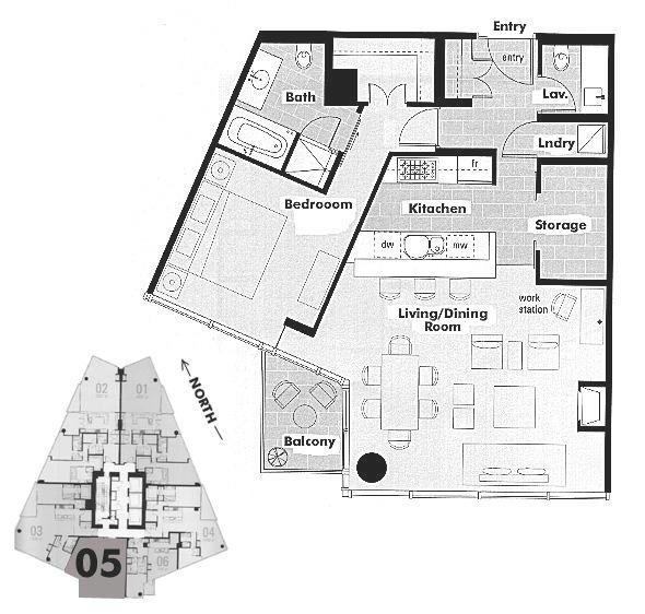 3005 1077 Cordova Street, Vancouver, BC Floor Plan