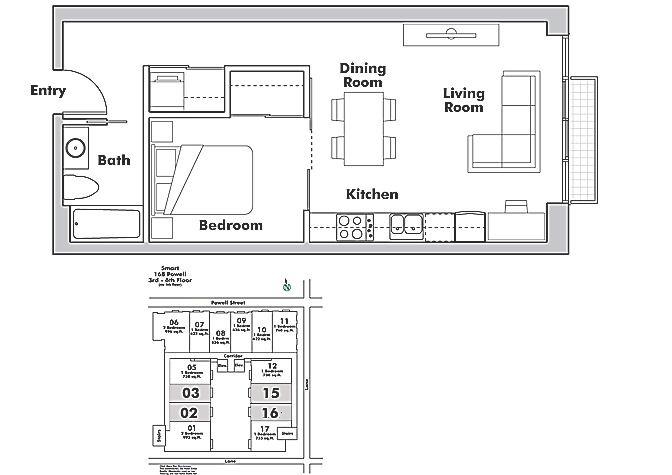 603 168 POWELL STREET, Vancouver, BC Floor Plan