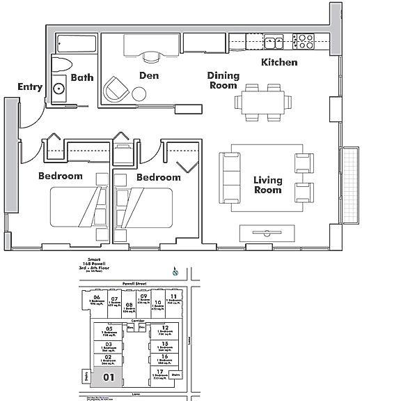 501 168 Powell Street, Vancouver, BC Floor Plan