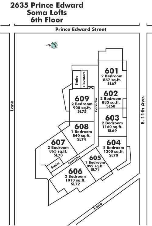 607 2635 PRINCE EDWARD STREET, Vancouver, BC Floor Plate