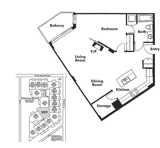 209 2635 PRINCE EDWARD STREET, Vancouver, BC Floor Plan