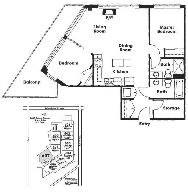 607 2635 PRINCE EDWARD STREET, Vancouver, BC Floor Plan