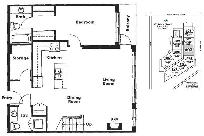 603 2635 Prince Edward Street, Vancouver, BC Floor Plan