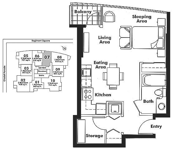 2307 668 CITADEL PARADE, Vancouver, BC Floor Plan