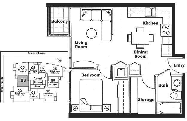 2803 111 W GEORGIA STREET, Vancouver, BC Floor Plan