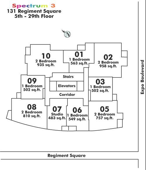 2507 131 REGIMENT SQUARE, Vancouver, BC Floor Plate
