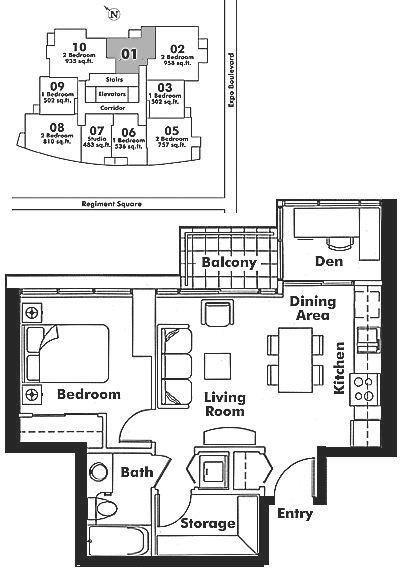 2701 131 REGIMENT SQUARE, Vancouver, BC Floor Plan