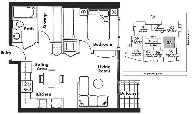 703 131 REGIMENT SQUARE, Vancouver, BC Floor Plan