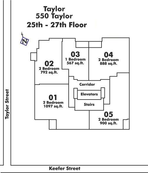 2702 550 TAYLOR STREET, Vancouver, BC Floor Plate