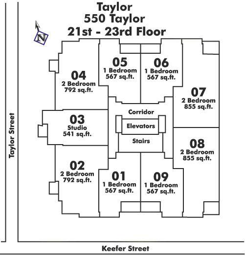 2103 550 TAYLOR STREET, Vancouver, BC Floor Plate