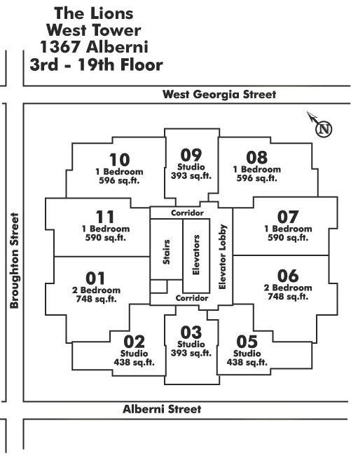 1901 1331 ALBERNI STREET, Vancouver, BC Floor Plate