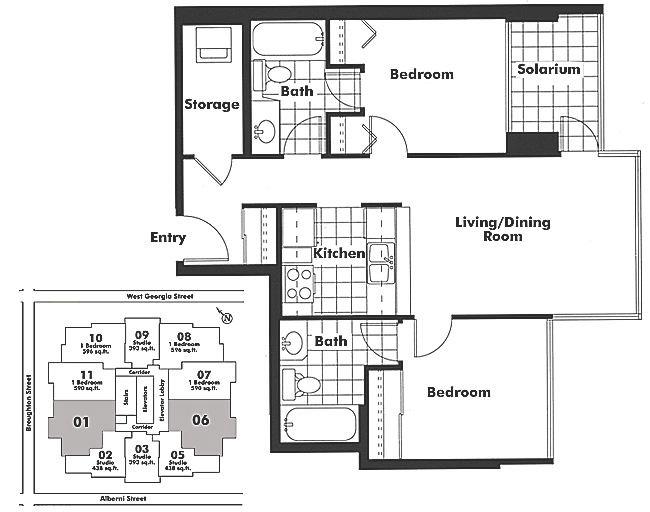 1106 1367 ALBERNI STREET, Vancouver, BC Floor Plan