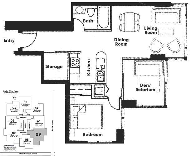 2909 1331 W GEORGIA STREET, Vancouver, BC Floor Plan