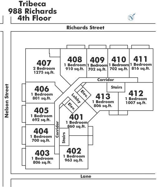 403 988 RICHARDS STREET, Vancouver, BC Floor Plate