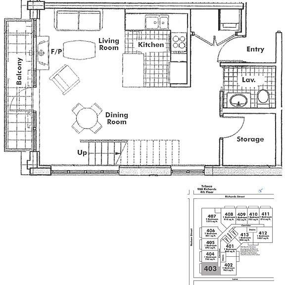 403 988 RICHARDS STREET, Vancouver, BC Floor Plan