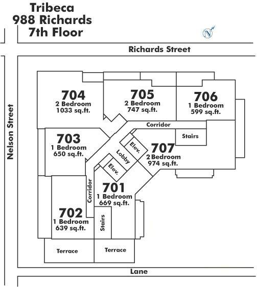 703 988 RICHARDS STREET, Vancouver, BC Floor Plate