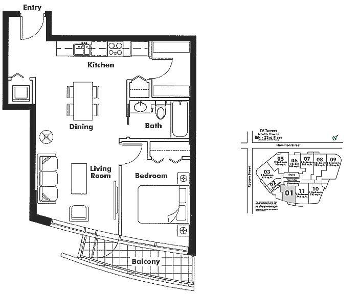 1801 233 ROBSON STREET, Vancouver, BC Floor Plan