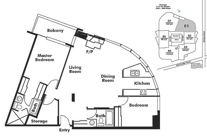 3701 1111 W PENDER STREET, Vancouver, BC Floor Plan