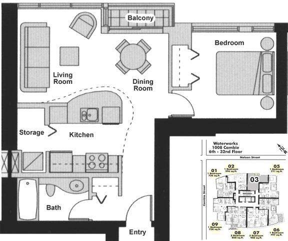 603 1008 CAMBIE STREET, Vancouver, BC Floor Plan