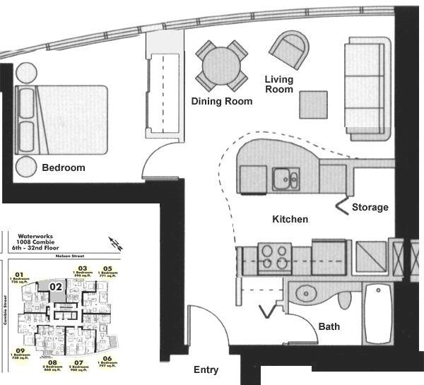 802 1008 CAMBIE STREET, Vancouver, BC Floor Plan