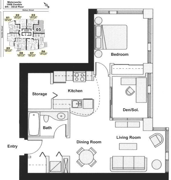 1705 1009 EXPO BOULEVARD, Vancouver, BC Floor Plan