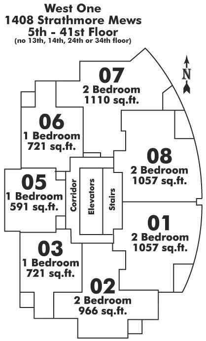 3107 1408 STRATHMORE MEWS, Vancouver, BC Floor Plate