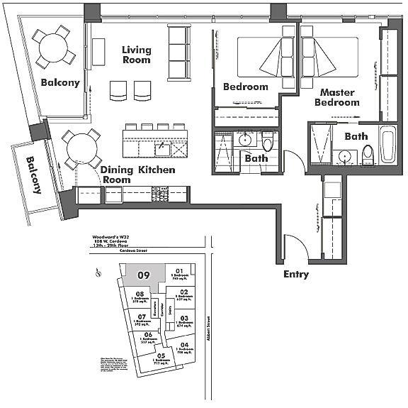 1209 108 W CORDOVA STREET, Vancouver, BC Floor Plan