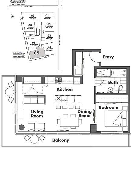 2705 108 W CORDOVA STREET, Vancouver, BC Floor Plan