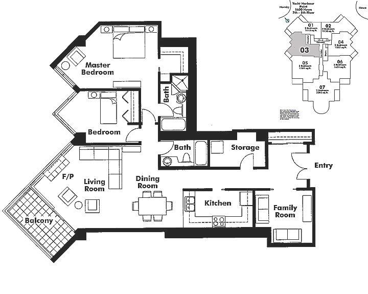 403 1600 HORNBY STREET, Vancouver, BC Floor Plan