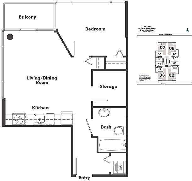 708 1068 W BROADWAY, Vancouver, BC Floor Plan