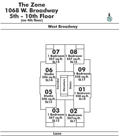 708 1068 W BROADWAY, Vancouver, BC Floor Plate