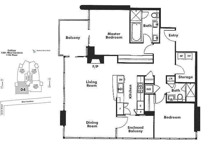 1504 1281 W CORDOVA STREET, Vancouver, BC Floor Plan