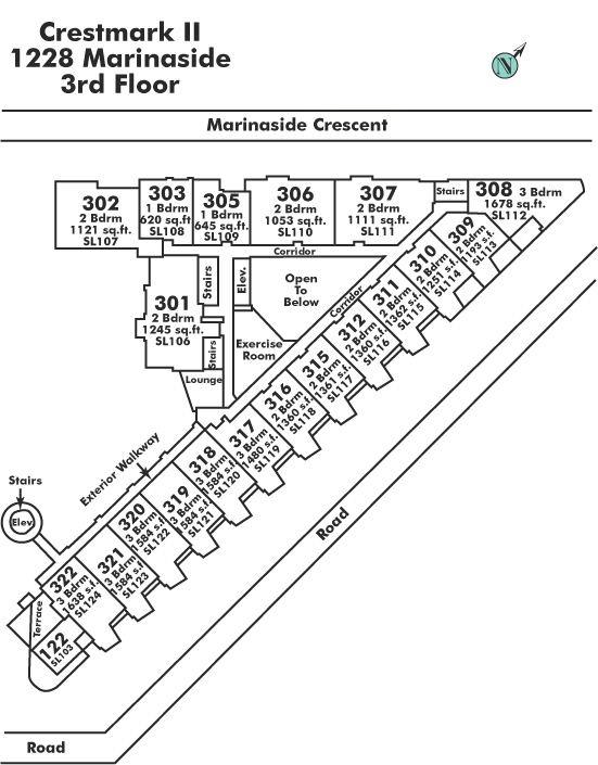 302 1228 MARINASIDE CRESCENT, Vancouver, BC Floor Plate